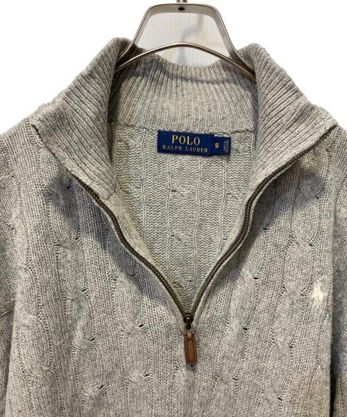 POLO RALPH LAUREN（ポロ・ラルフローレン）POLO RALPH LAUREN (ポロ・ラルフローレン) ハーフジップケーブルニットセーター グレー サイズ:Sの古着・服飾アイテム