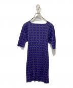 PLEATS PLEASEプリーツプリーズ）の古着「ブロックプリントスクエアネックチュニック」｜パープル