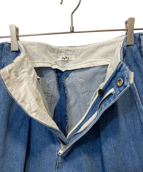 saby（サバイ）saby (サバイ) TUCK BAGGY DENIM/ ブルー サイズ:Sの古着・服飾アイテム