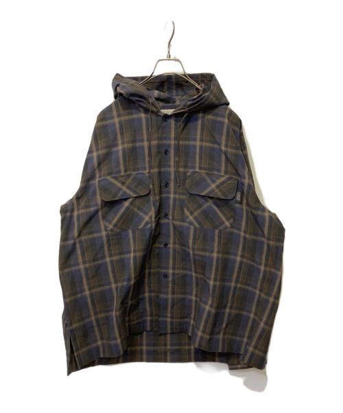 SEDAN ALL-PURPOSE（セダンオールパーパス）SEDAN ALL-PURPOSE (セダンオールパーパス) Plaid Hooded Shirt ブラウン サイズ:Ｌの古着・服飾アイテム