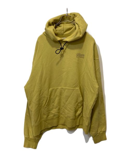 SEDAN ALL-PURPOSE（セダンオールパーパス）SEDAN ALL-PURPOSE (セダンオールパーパス) OG LOGO ELASTIC CORD HOODIE イエロー サイズ:XLの古着・服飾アイテム