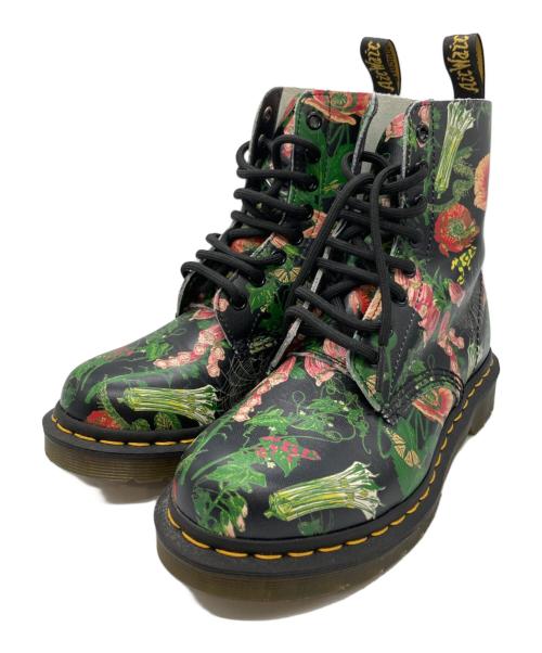 Dr.Martens（ドクターマーチン）Dr.Martens (ドクターマーチン) フラワー柄8ホールブーツ ブラック サイズ:UK4の古着・服飾アイテム