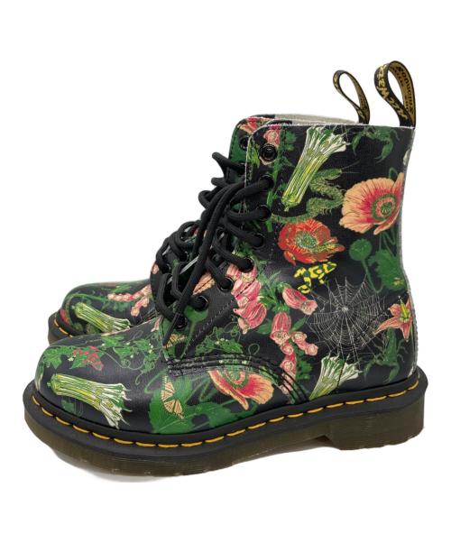 Dr.Martens（ドクターマーチン）Dr.Martens (ドクターマーチン) フラワー柄8ホールブーツ ブラック サイズ:UK4の古着・服飾アイテム