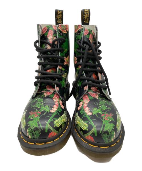 Dr.Martens（ドクターマーチン）Dr.Martens (ドクターマーチン) フラワー柄8ホールブーツ ブラック サイズ:UK4の古着・服飾アイテム
