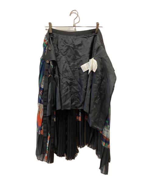 sacai（サカイ）sacai (サカイ) プリーツ総柄スカート ネイビー サイズ:１の古着・服飾アイテム