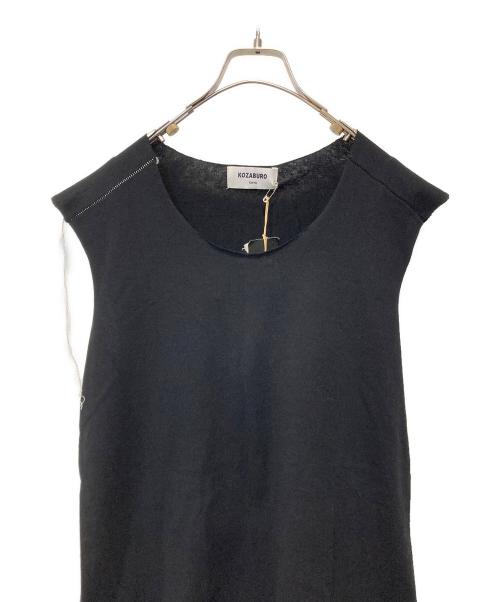 KOZABURO（コウザブロウ）KOZABURO (コウザブロウ) CAP STITCH DRAW EDGE TANK ブラック サイズ:2の古着・服飾アイテム