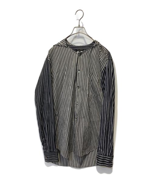 COMME des GARCONS HOMME PLUS（コムデギャルソンオムプリュス）COMME des GARCONS HOMME PLUS (コムデギャルソンオムプリュス) フーディストライプシャツ ブラック サイズ:Mの古着・服飾アイテム