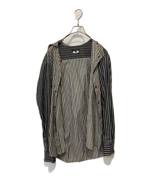 COMME des GARCONS HOMME PLUS（コムデギャルソンオムプリュス）COMME des GARCONS HOMME PLUS (コムデギャルソンオムプリュス) フーディストライプシャツ ブラック サイズ:Mの古着・服飾アイテム