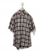 GOODENOUGHグッドイナフ）の古着「チェックシャツ」｜ネイビー×ベージュ