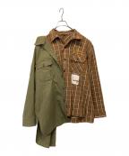 MIHARA YASUHIROミハラヤスヒロ）の古着「Single Draped Military Shirt」｜ブラウン×カーキ