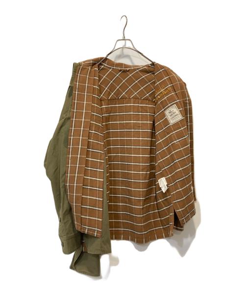 MIHARA YASUHIRO（ミハラヤスヒロ）MIHARA YASUHIRO (ミハラヤスヒロ) Single Draped Military Shirt ブラウン×カーキ サイズ:46の古着・服飾アイテム