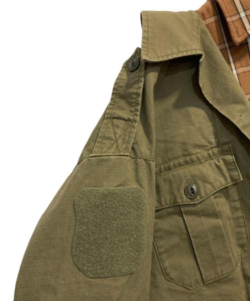 MIHARA YASUHIRO（ミハラヤスヒロ）MIHARA YASUHIRO (ミハラヤスヒロ) Single Draped Military Shirt ブラウン×カーキ サイズ:46の古着・服飾アイテム