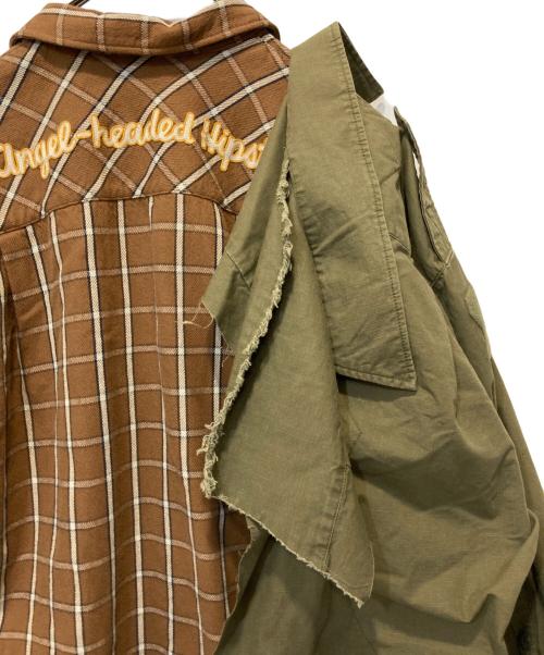 MIHARA YASUHIRO（ミハラヤスヒロ）MIHARA YASUHIRO (ミハラヤスヒロ) Single Draped Military Shirt ブラウン×カーキ サイズ:46の古着・服飾アイテム