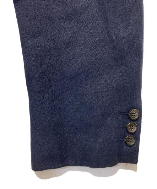 COMME des GARCONS HOMME PLUS（コムデギャルソンオムプリュス）COMME des GARCONS HOMME PLUS (コムデギャルソンオムプリュス) ダブルブレストリネンジャケット ネイビー サイズ:Mの古着・服飾アイテム