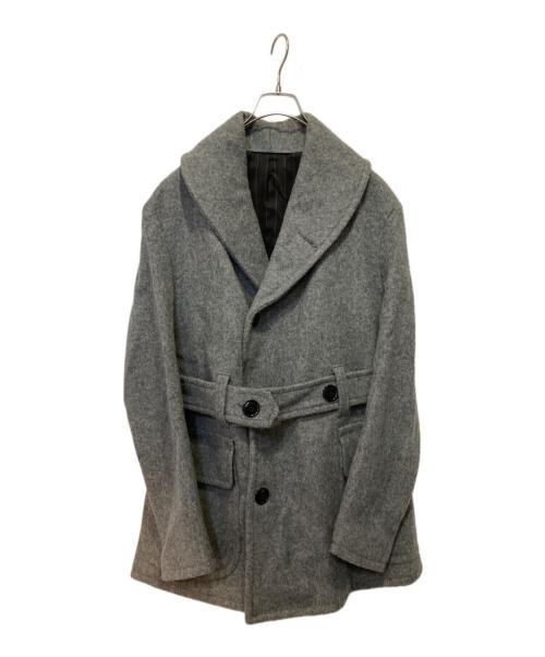 MONITALY（モニタリー）MONITALY (モニタリー) ショールカラーベルテッドコート グレー サイズ:38の古着・服飾アイテム