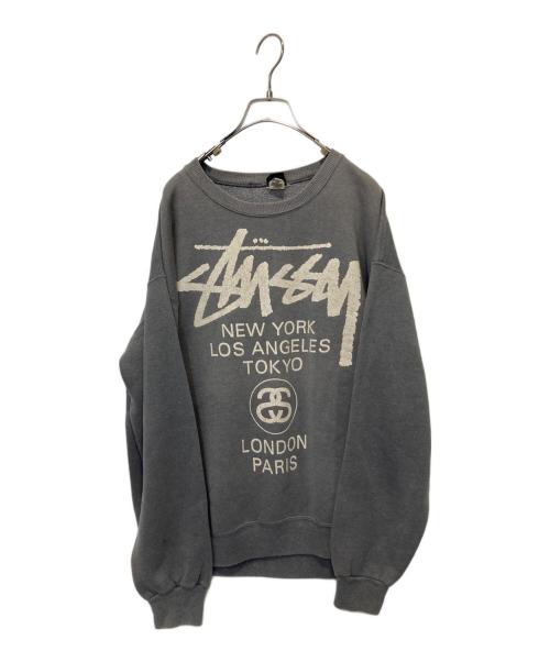 stussy（ステューシー）stussy (ステューシー) ヴィンテージプリントスウェット グレー サイズ:Lの古着・服飾アイテム