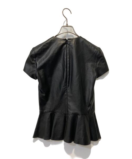 RALPH LAUREN（ラルフローレン）RALPH LAUREN (ラルフローレン) レザーペプラムブラウス ブラックの古着・服飾アイテム