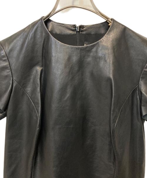 RALPH LAUREN（ラルフローレン）RALPH LAUREN (ラルフローレン) レザーペプラムブラウス ブラックの古着・服飾アイテム