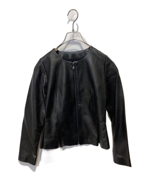 Christian Dior（クリスチャン ディオール）Christian Dior (クリスチャン ディオール) シープレザーペプラムライダースジャケット ブラック サイズ:10の古着・服飾アイテム
