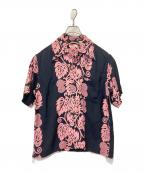 Sun Surfサンサーフ）の古着「オープンカラーシャツ」｜ブラック×ピンク