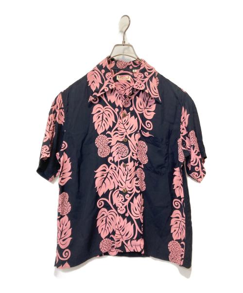 Sun Surf（サンサーフ）Sun Surf (サンサーフ) オープンカラーシャツ ブラック×ピンク サイズ:Sの古着・服飾アイテム