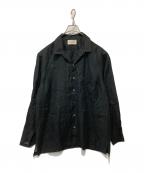 MARKWAREマーカウェア）の古着「HEMP SHIRTING COMFORT FIT OPEN COLLAR SHIRT」｜ブラック