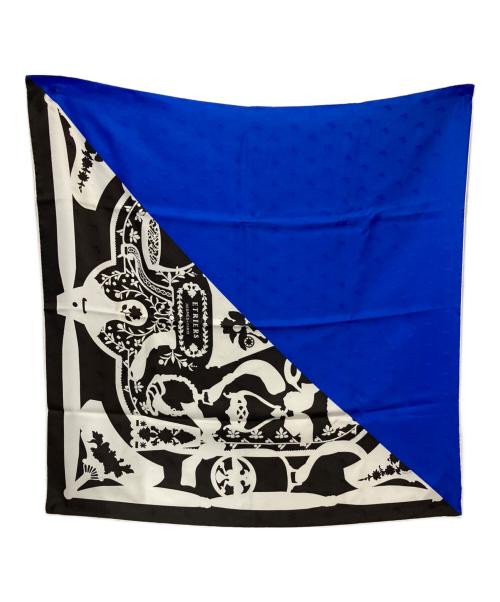 HERMES（エルメス）HERMES (エルメス) quadrige etriers tattoo silk scarf ブルーの古着・服飾アイテム
