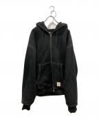 stussyステューシー）の古着「Double Face Label full zip hoodie」｜ブラック