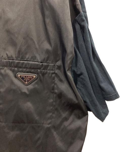 PRADA（プラダ）PRADA (プラダ) ナイロン切替ロゴプレートカットソー ブラック サイズ:Lの古着・服飾アイテム