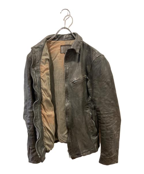 ISAMU KATAYAMA BACKLASH（イサムカタヤマ・バックラッシュ）ISAMU KATAYAMA BACKLASH (イサムカタヤマ・バックラッシュ) ベルギーショルダー製品染め襟付きレザージャケット ブラウン サイズ:2の古着・服飾アイテム