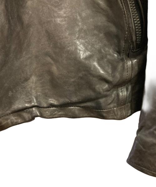 ISAMU KATAYAMA BACKLASH（イサムカタヤマ・バックラッシュ）ISAMU KATAYAMA BACKLASH (イサムカタヤマ・バックラッシュ) ベルギーショルダー製品染め襟付きレザージャケット ブラウン サイズ:2の古着・服飾アイテム