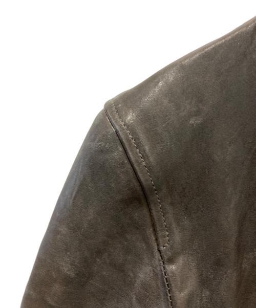ISAMU KATAYAMA BACKLASH（イサムカタヤマ・バックラッシュ）ISAMU KATAYAMA BACKLASH (イサムカタヤマ・バックラッシュ) ベルギーショルダー製品染め襟付きレザージャケット ブラウン サイズ:2の古着・服飾アイテム