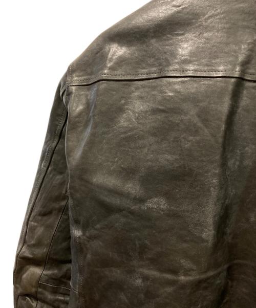 ISAMU KATAYAMA BACKLASH（イサムカタヤマ・バックラッシュ）ISAMU KATAYAMA BACKLASH (イサムカタヤマ・バックラッシュ) ベルギーショルダー製品染め襟付きレザージャケット ブラウン サイズ:2の古着・服飾アイテム