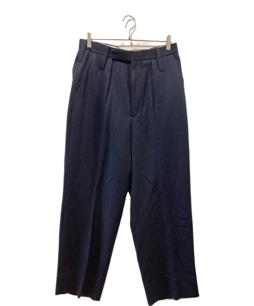 INTERIM（インテリム）INTERIM (インテリム) VIRGIN WOOL GABARDINE 1-TUCK WIDE TAPERED SLACKS ネイビー サイズ:5の古着・服飾アイテム
