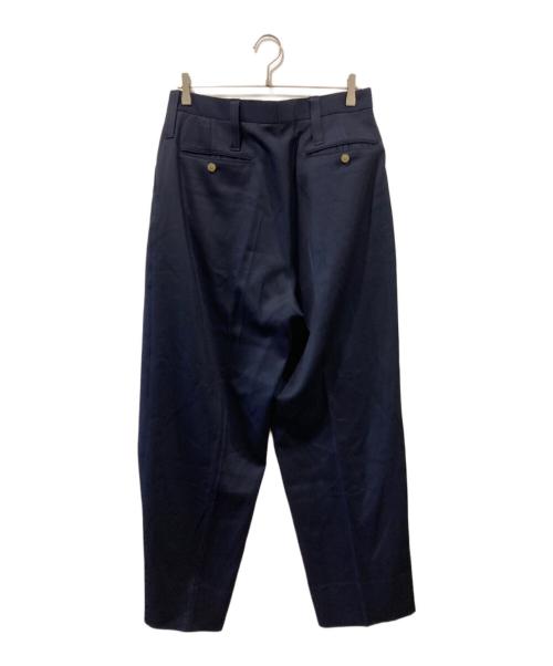 INTERIM（インテリム）INTERIM (インテリム) VIRGIN WOOL GABARDINE 1-TUCK WIDE TAPERED SLACKS ネイビー サイズ:5の古着・服飾アイテム
