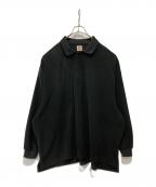 SEE SEEシーシー）の古着「フリースポロシャツ」｜ブラック