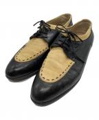 GUCCIグッチ）の古着「バイカラーレザーシューズ」｜ブラック×ベージュ