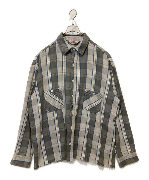 SAINT MICHAEL（セントマイケル）SAINT MICHAEL (セントマイケル) SHERMER ACADEMY (シャーマーアカデミー) FRANNEL SHIRT グレー サイズ:XLの古着・服飾アイテム