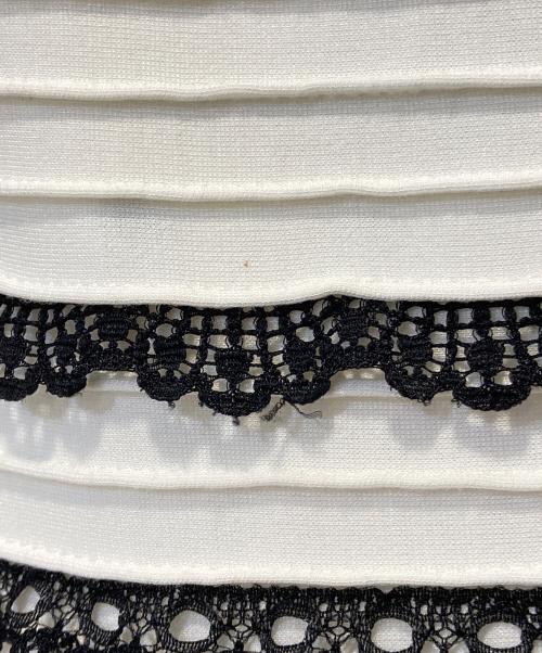 TADASHI SHOJI（タダシ ショージ）TADASHI SHOJI (タダシ ショージ) ピンタックレースボーダータイトドレス ホワイト×ブラック サイズ:XXSの古着・服飾アイテム