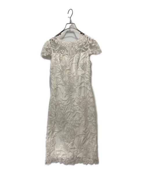 TADASHI SHOJI（タダシ ショージ）TADASHI SHOJI (タダシ ショージ) ノースリーブレースドレス ホワイトの古着・服飾アイテム