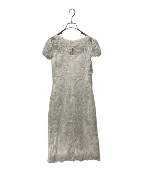 TADASHI SHOJI（タダシ ショージ）TADASHI SHOJI (タダシ ショージ) ノースリーブレースドレス ホワイトの古着・服飾アイテム