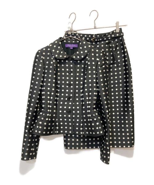 RALPH LAUREN（ラルフローレン）RALPH LAUREN (ラルフローレン) ドットペプラムジャケットセットアップ ブラック×ホワイト サイズ:JK：2　ｽｶｰﾄ：0の古着・服飾アイテム