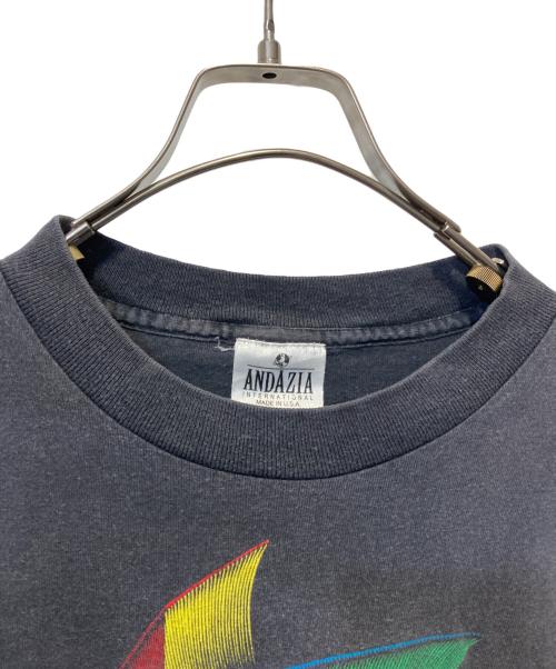 ANDAZIA（アンダジア）andazia (アンダジア) プリントTシャツ ブラック サイズ:Ｌの古着・服飾アイテム