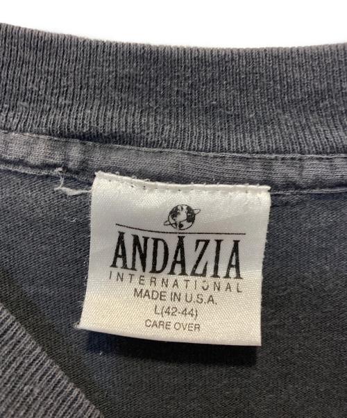 ANDAZIA（アンダジア）andazia (アンダジア) プリントTシャツ ブラック サイズ:Ｌの古着・服飾アイテム