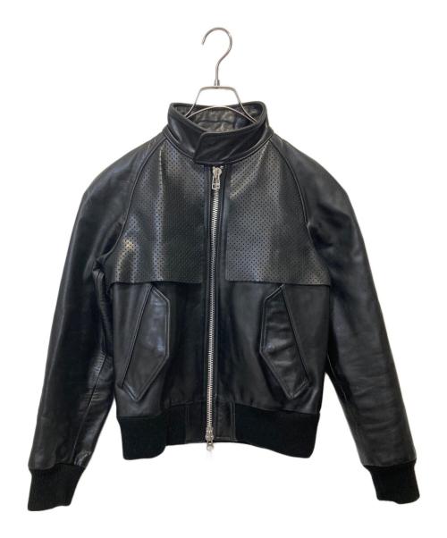 JOHN LAWRENCE SULLIVAN（ジョン ローレンス サリバン）JOHN LAWRENCE SULLIVAN (ジョン ローレンス サリバン) レザーブルゾン ブラック サイズ:34の古着・服飾アイテム