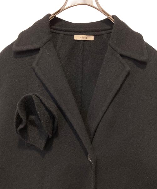 CELINE（セリーヌ）CELINE (セリーヌ) コサージュ付きエッグコート ブラック サイズ:36の古着・服飾アイテム