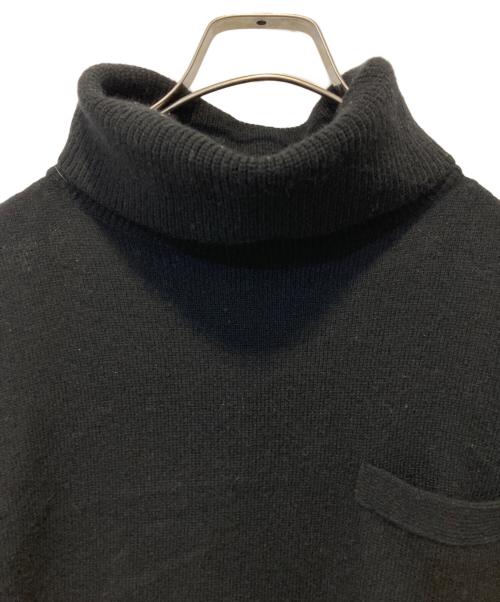 sacai（サカイ）sacai (サカイ) ウール レオパード柄プリーツ加工切替 タートルネック長袖プルオーバーニット ブラック サイズ:1の古着・服飾アイテム