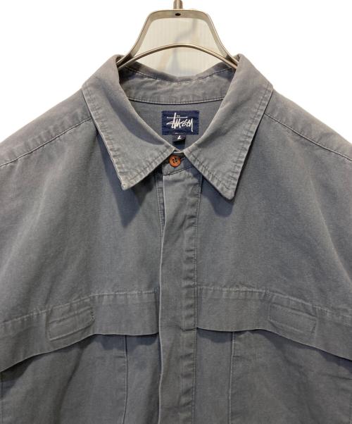 stussy（ステューシー）stussy (ステューシー) ワークシャツ グレー サイズ:Ｌの古着・服飾アイテム