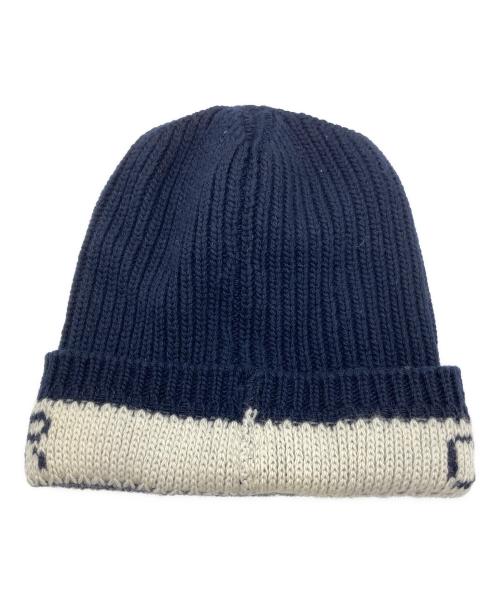 Christian Dior（クリスチャン ディオール）Christian Dior (クリスチャン ディオール) ウールカシミヤニット帽 ネイビーの古着・服飾アイテム