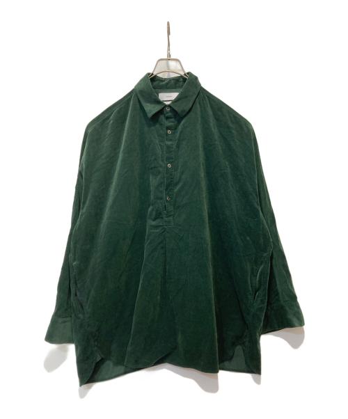 Graphpaper（グラフペーパー）Graphpaper (グラフペーパー) Suvin Corduroy Regular Collar York Sleeve Shirt グリーン サイズ:Fの古着・服飾アイテム